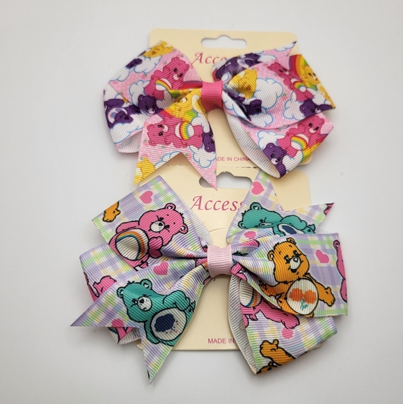 CARE BEARS 2-Pack Bow Hair Clips NEW - Picture 1 of 6